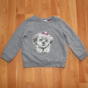 Girl's RUUM Gray Puppy Sequin Dog Face Sweater 3T